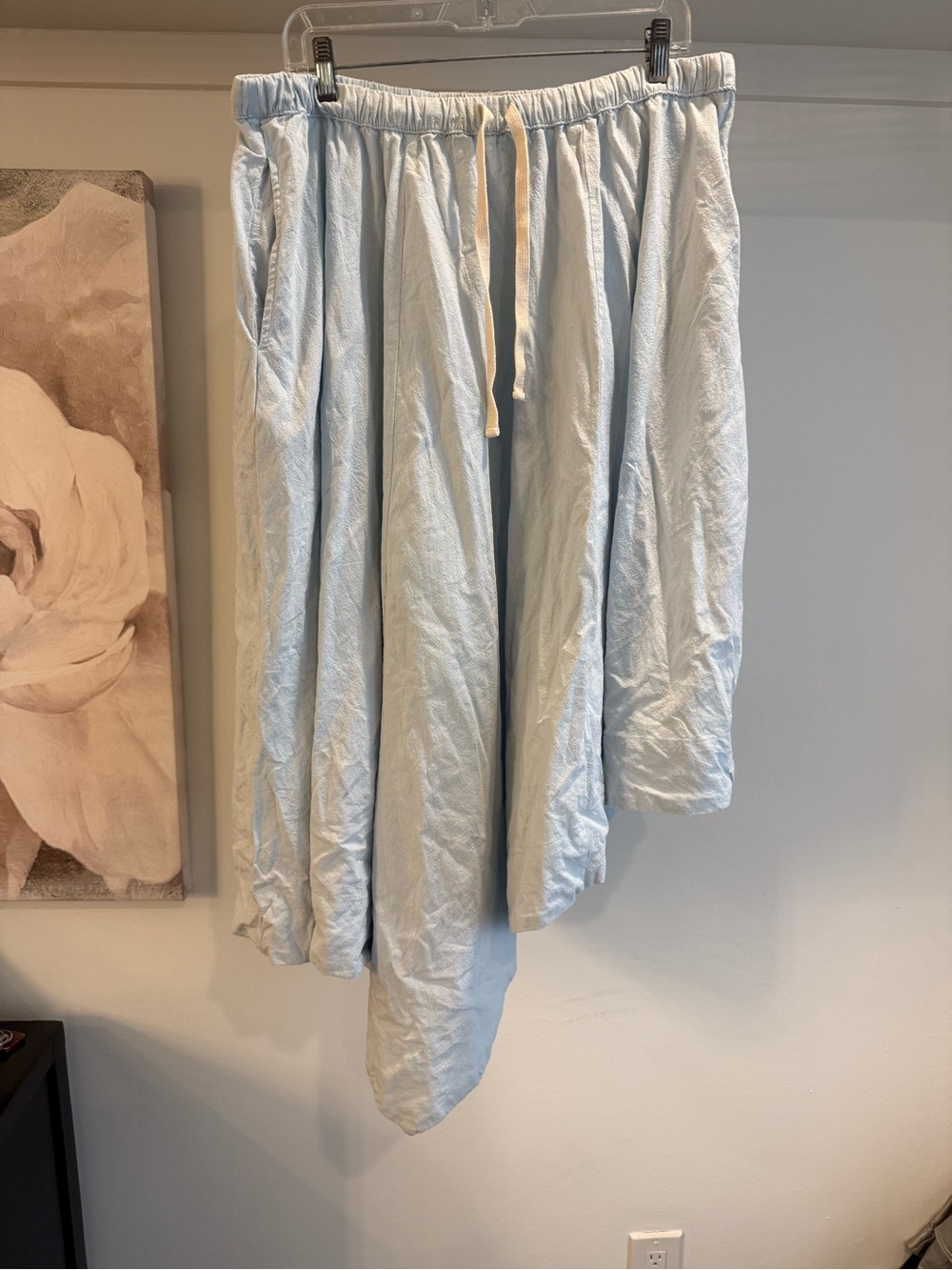 Free People Pale Blue Asymmetrical Drawstring Midi Skirt